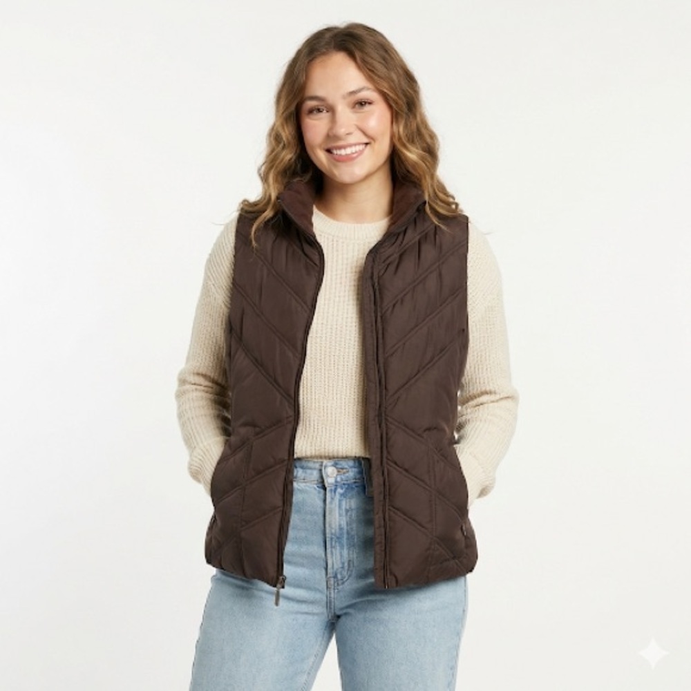 Eddie Bauer Women’s Goose Down Vest Brown Packable M